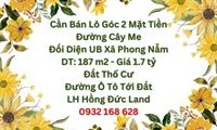 CẦN BÁN LÔ GÓC 2 MẶT TIỀN ĐƯỜNG CÂY ME ĐỐI DIỆN UB XÃ PHONG NẪM