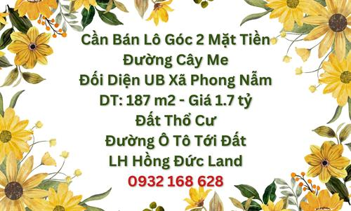 CẦN BÁN LÔ GÓC 2 MẶT TIỀN ĐƯỜNG CÂY ME ĐỐI DIỆN UB XÃ PHONG NẪM